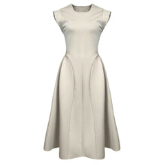 Sleeveless Plain Midi A-Line Dress
