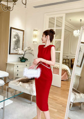 Sleeveless Rhinestone Cut Out Bodycon Dress
