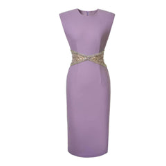 Sleeveless Rhinestone Cut Out Bodycon Dress
