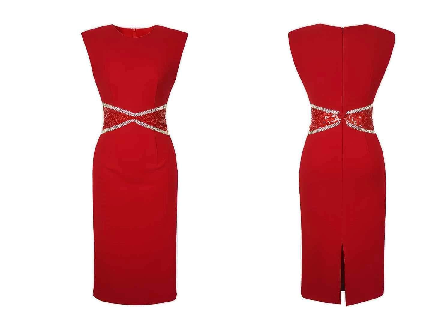 Sleeveless Rhinestone Cut Out Bodycon Dress