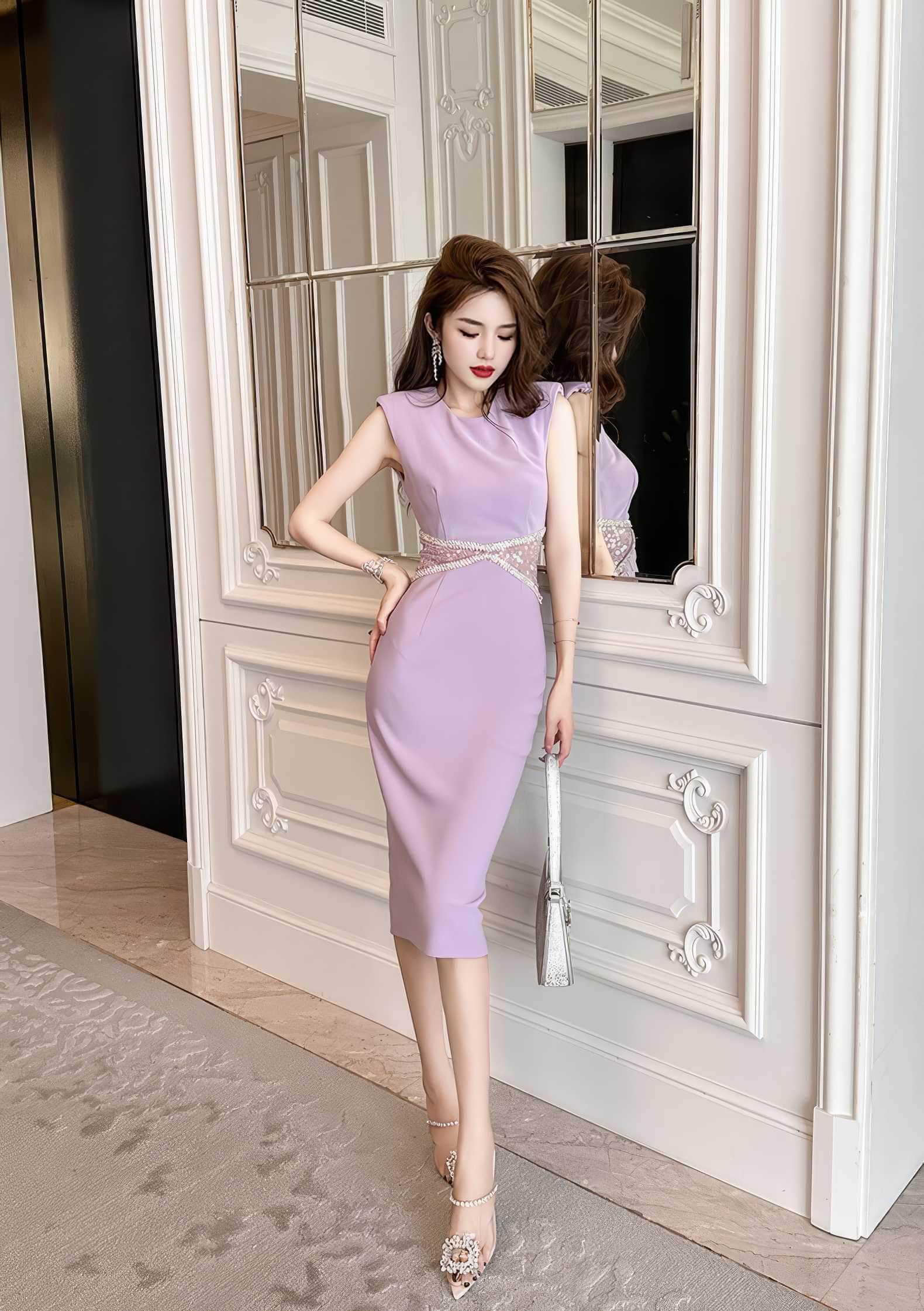 Sleeveless Rhinestone Cut Out Bodycon Dress