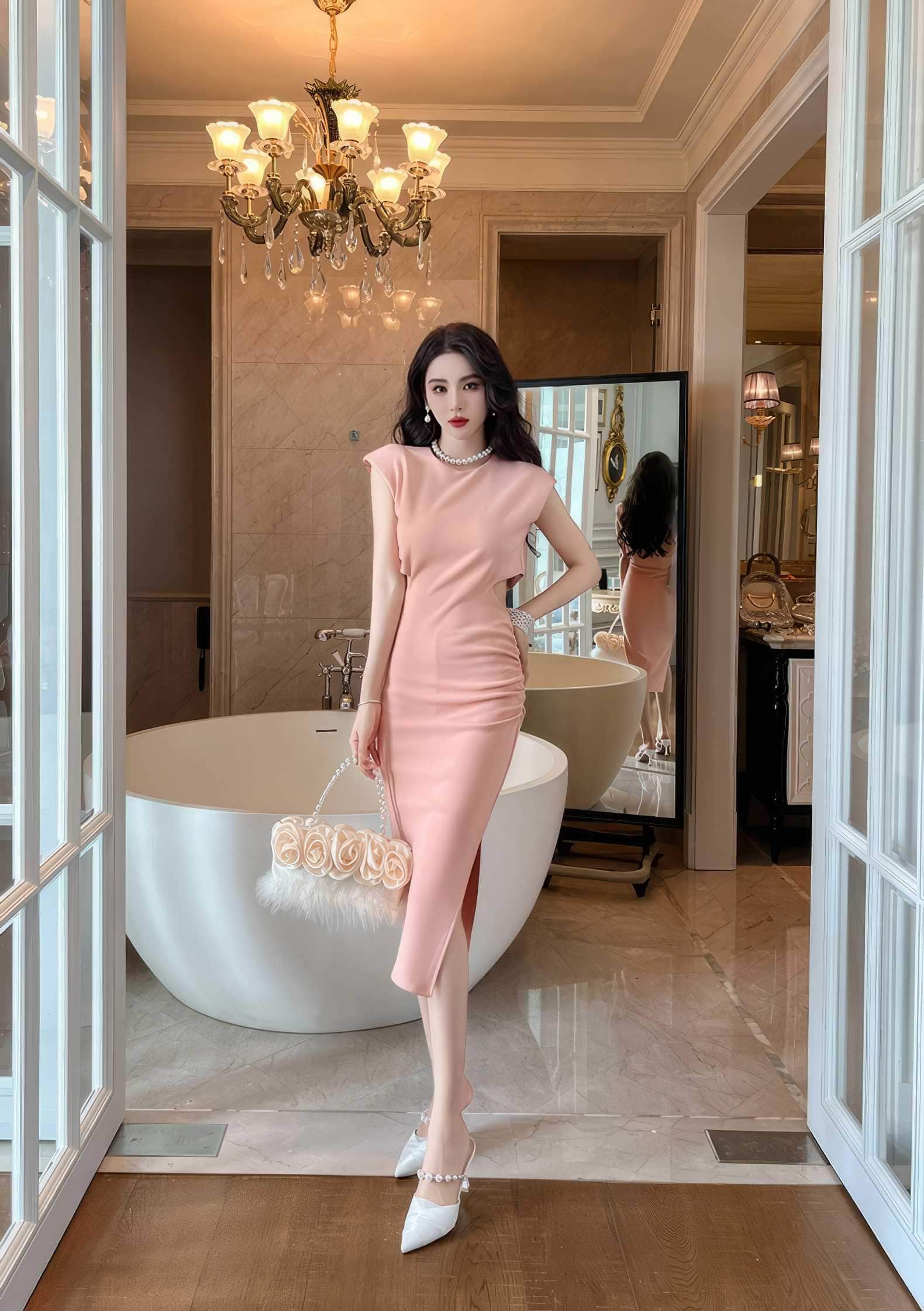 Sleeveless Round Neck Cut-Out Midi Dress