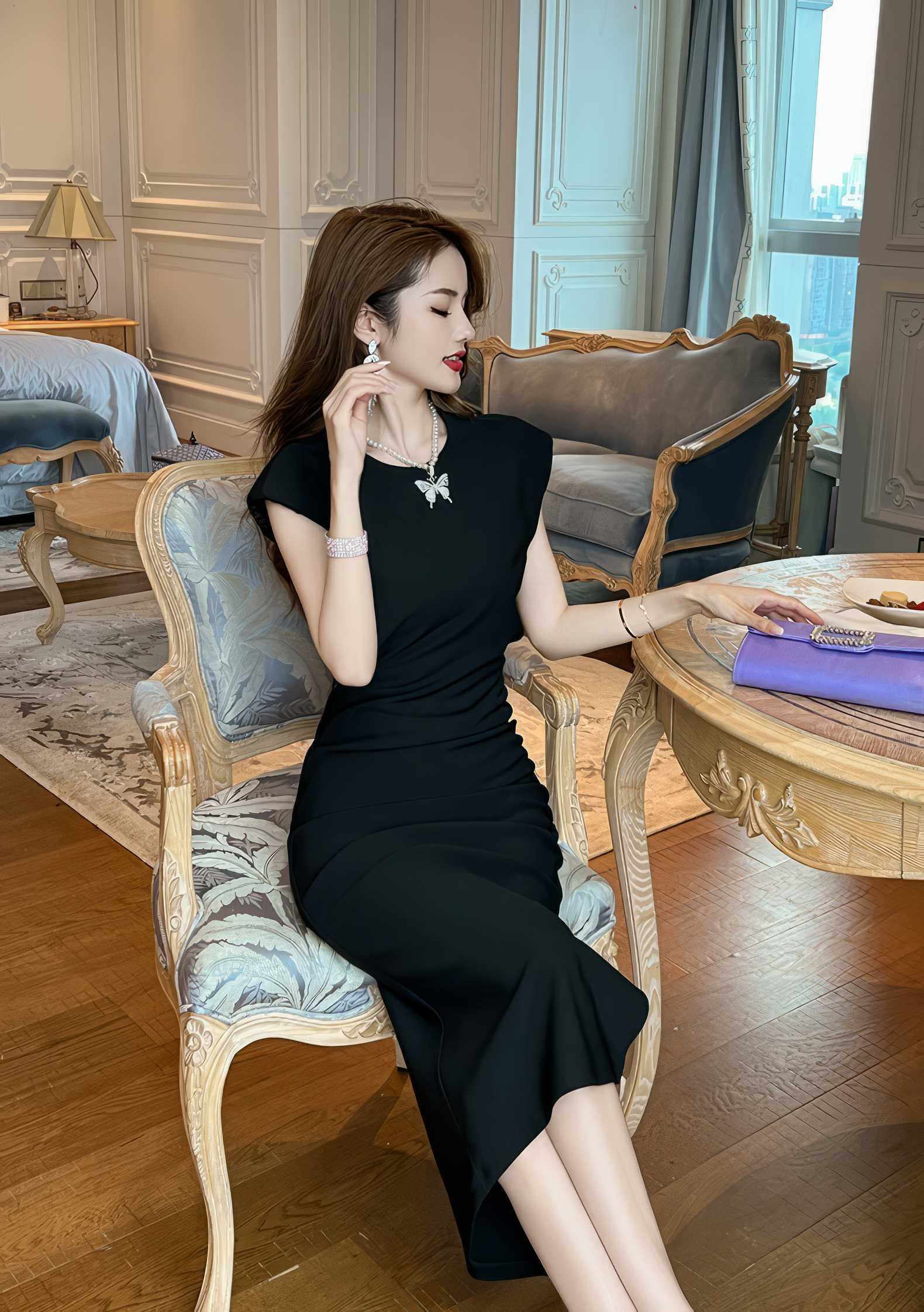 Sleeveless Round Neck Cut-Out Midi Dress