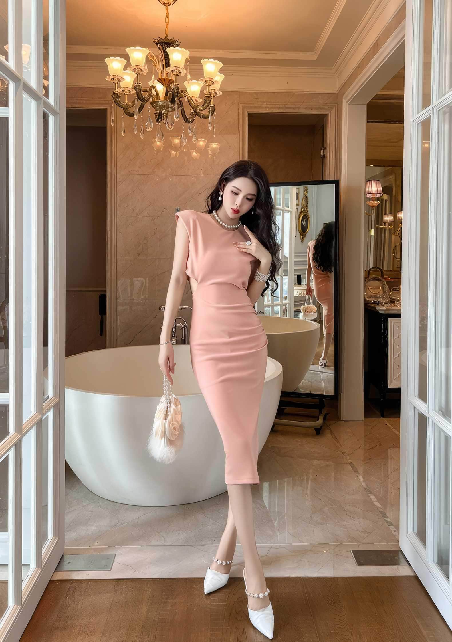 Sleeveless Round Neck Cut-Out Midi Dress