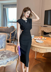 Sleeveless Round Neck Cut-Out Midi Dress