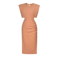 Sleeveless Round Neck Cut-Out Midi Dress