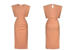 Sleeveless Round Neck Cut-Out Midi Dress