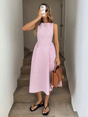 Sleeveless Striped Midi Dress