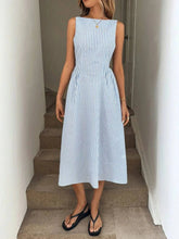 Sleeveless Striped Midi Dress Light Blue / S