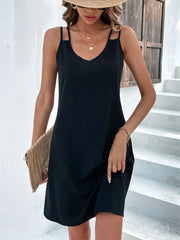 Sleeveless V-Neck Summer Tank Dress Black / S