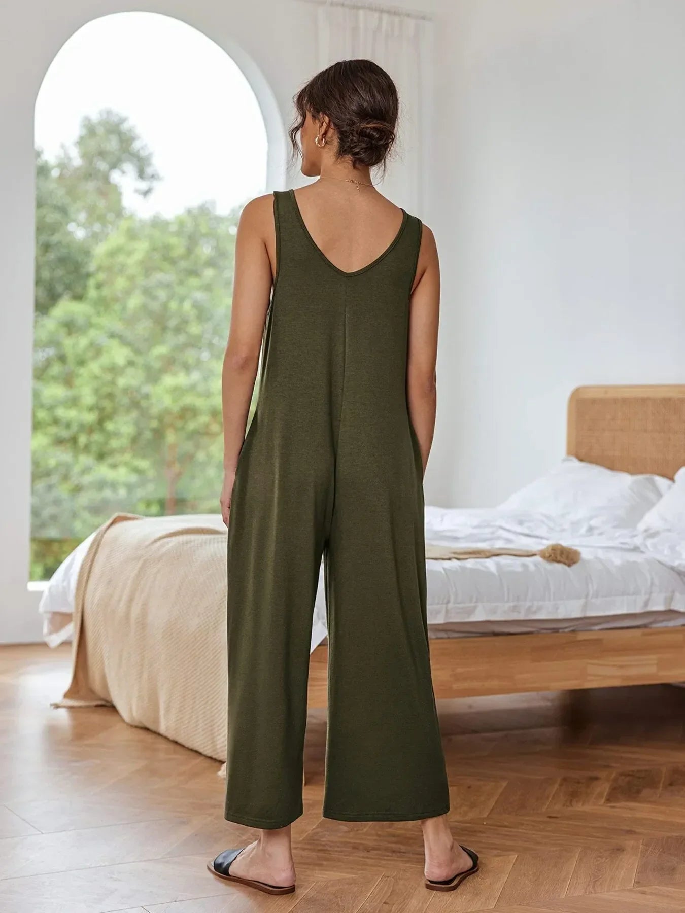 Sleeveless Wide Leg Casual Jumpsuit