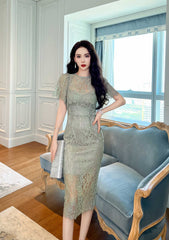 Slim Fit Lace Detailed Midi Dress