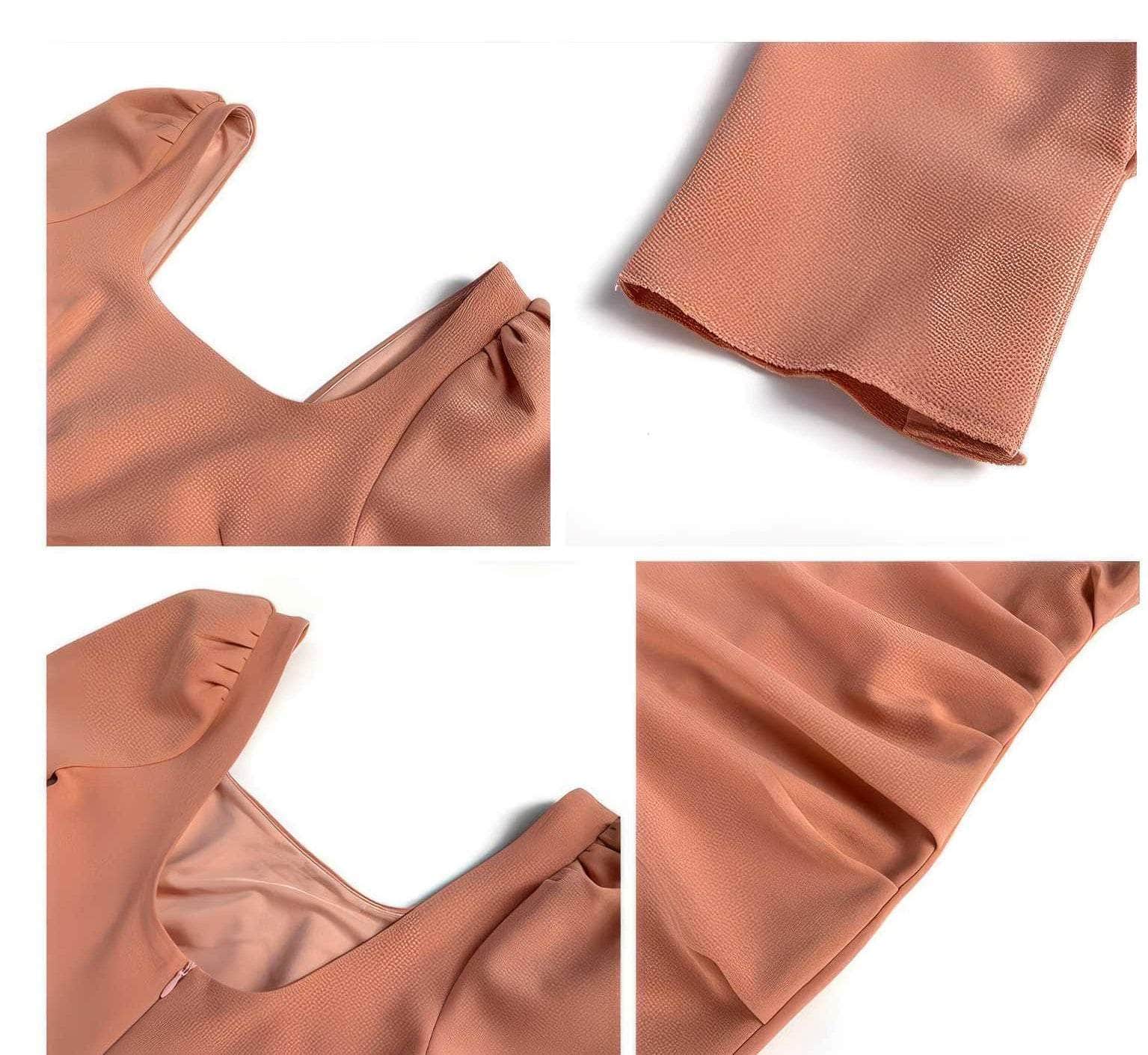 Slimfit Puff Sleeves Cocktail Midi Dress