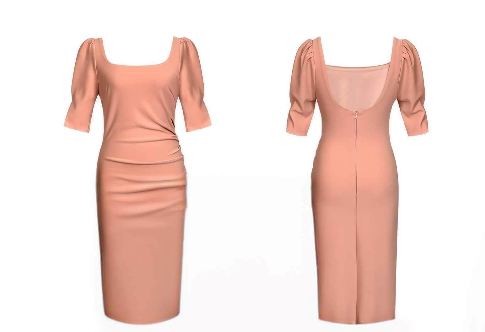 Slimfit Puff Sleeves Cocktail Midi Dress