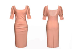 Slimfit Puff Sleeves Cocktail Midi Dress