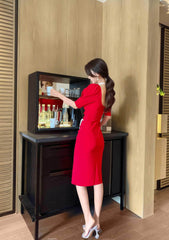 Slimfit Puff Sleeves Cocktail Midi Dress