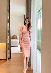 Slimfit Puff Sleeves Cocktail Midi Dress