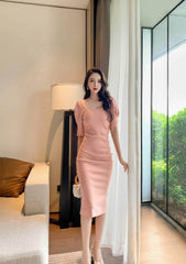 Slimfit Puff Sleeves Cocktail Midi Dress