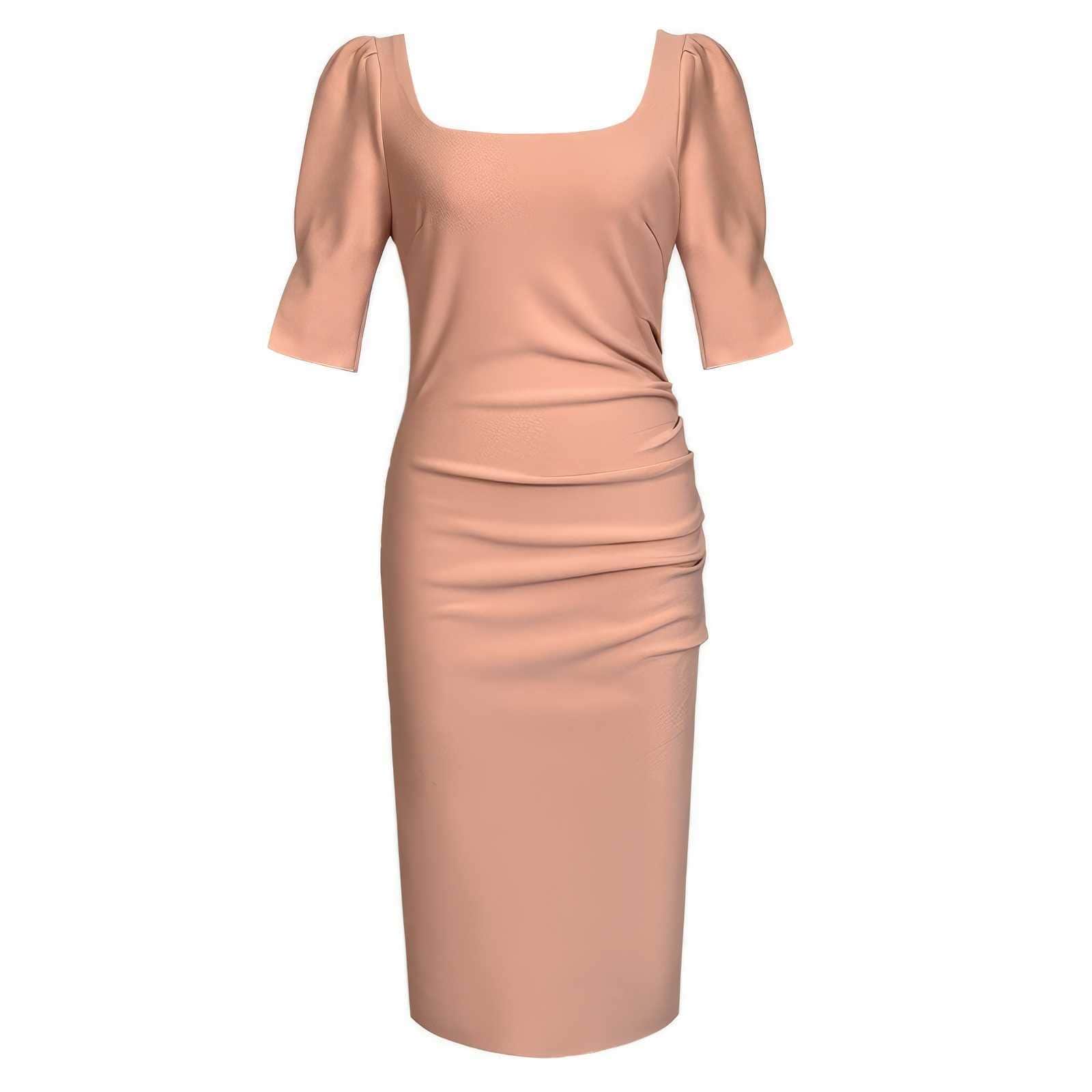 Slimfit Puff Sleeves Cocktail Midi Dress