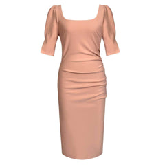 Slimfit Puff Sleeves Cocktail Midi Dress