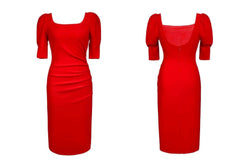 Slimfit Puff Sleeves Cocktail Midi Dress