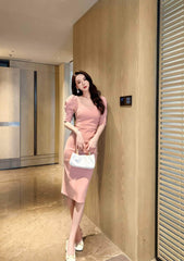Slimfit Puff Sleeves Cocktail Midi Dress