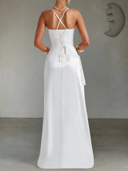 Slit Crisscross Back Maxi Cami Dress