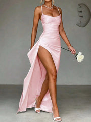 Slit Crisscross Back Maxi Cami Dress