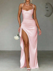 Slit Crisscross Back Maxi Cami Dress