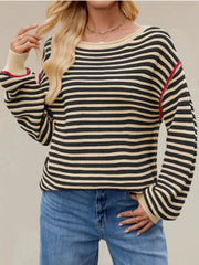 Slit Striped Oversized Sweater