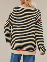 Slit Striped Oversized Sweater