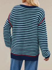 Slit Striped Oversized Sweater