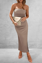 Slit Tube Midi Dress Mocha / S