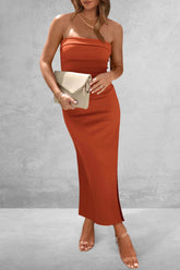 Slit Tube Midi Dress Terracotta / S