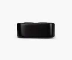 Small Black Top Handle Bag with Unique Gold Tone Hand Sculpture Black