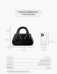 Small Black Top Handle Bag with Unique Gold Tone Hand Sculpture Black