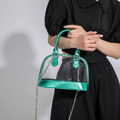 Small Dome Transparent Double Handle Chain Bag