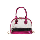 Small Dome Transparent Double Handle Chain Bag Rose