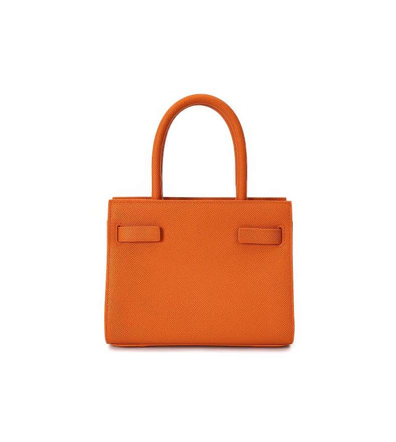 Small Grained Leather Top Handle Bag Orange