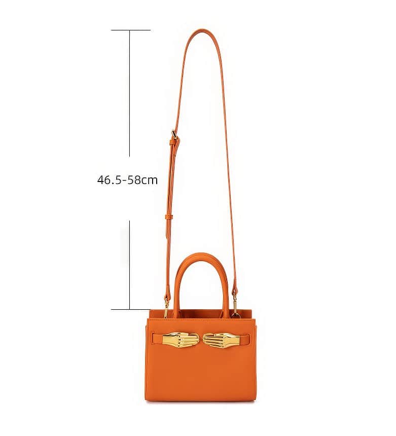 Small Grained Leather Top Handle Bag Orange