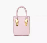 Small Pale Pink Tote Bag with Unique Gold Tone Hand Sculptures Pink