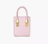 Small Pale Pink Tote Bag with Unique Gold Tone Hand Sculptures Pink