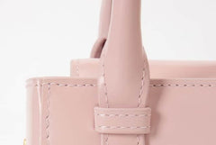 Small Pale Pink Tote Bag with Unique Gold Tone Hand Sculptures Pink