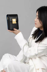 Small Pink Crossbody Bag with Unique Clock Face Clasp