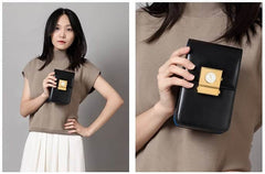 Small Pink Crossbody Bag with Unique Clock Face Clasp