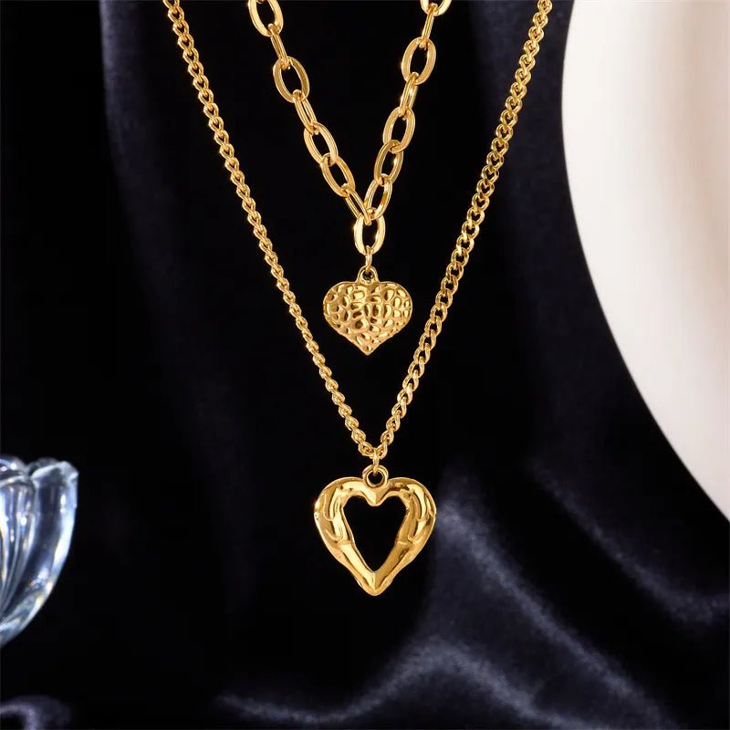Small Uneven Folds 2-Love Necklace: High-End, Non-Fading Party Accessories
