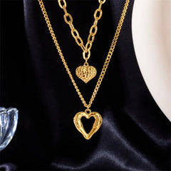 Small Uneven Folds 2-Love Necklace: High-End, Non-Fading Party Accessories