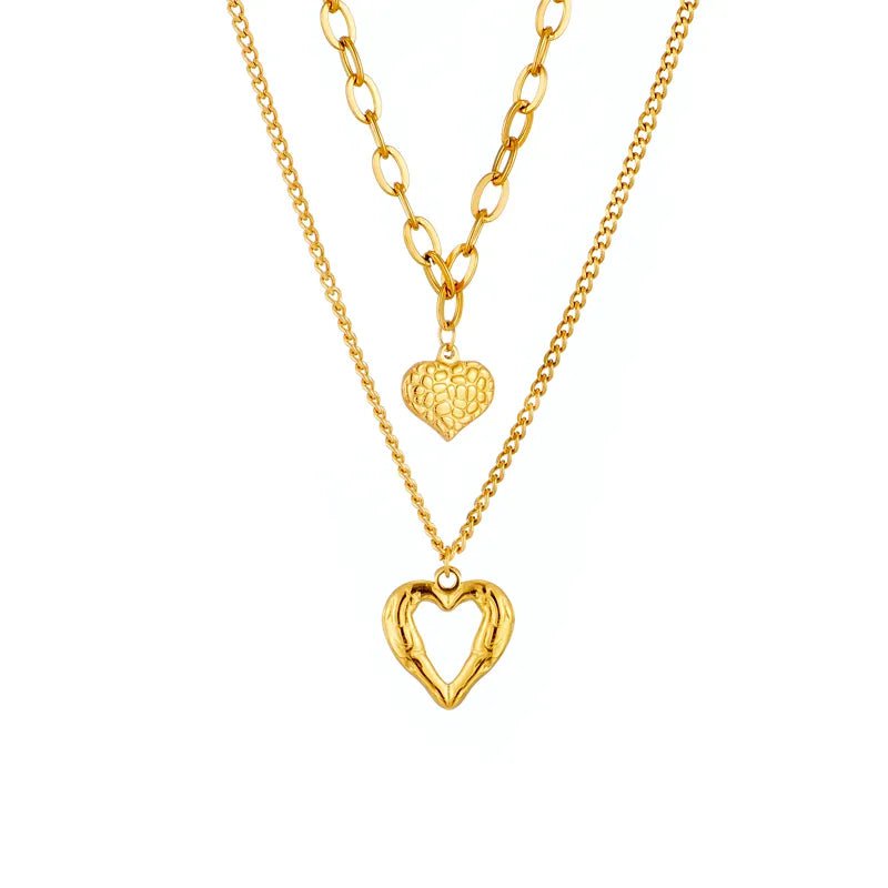 Small Uneven Folds 2-Love Necklace: High-End, Non-Fading Party Accessories