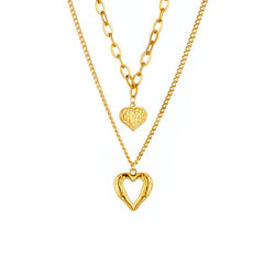 Small Uneven Folds 2-Love Necklace: High-End, Non-Fading Party Accessories