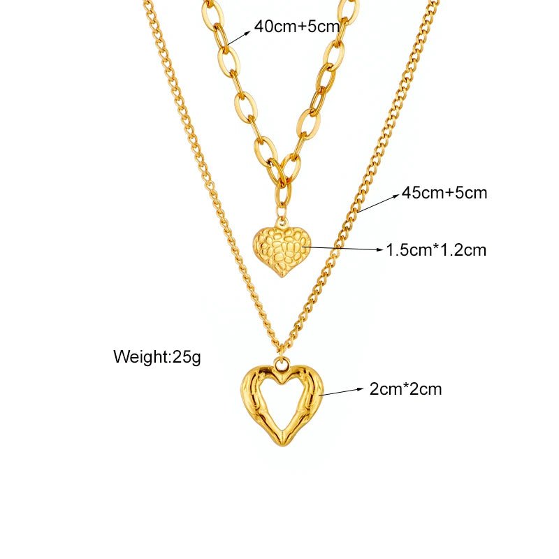 Small Uneven Folds 2-Love Necklace: High-End, Non-Fading Party Accessories